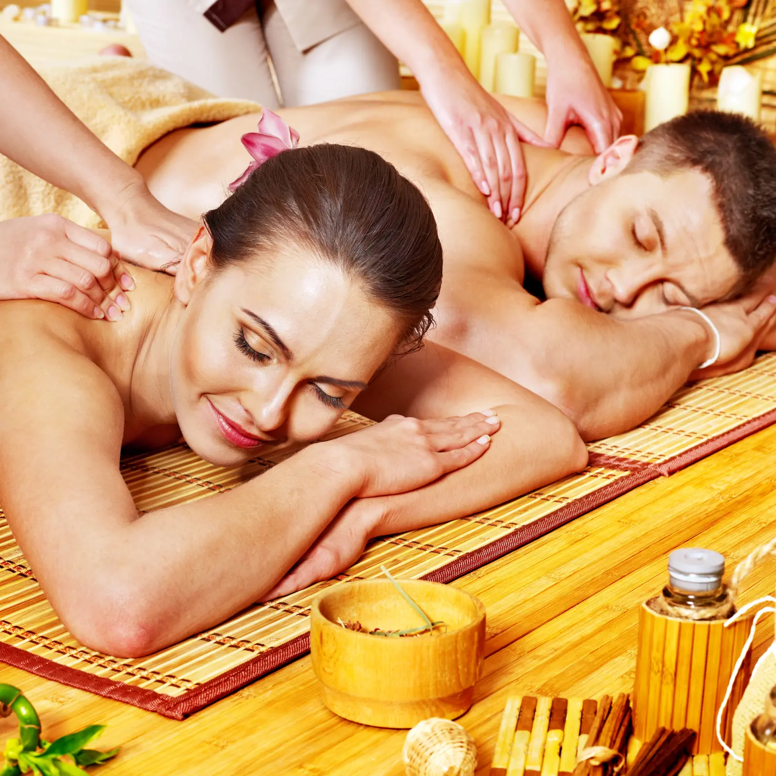 A couple relaxing side by side during a massage at Daylight Massage